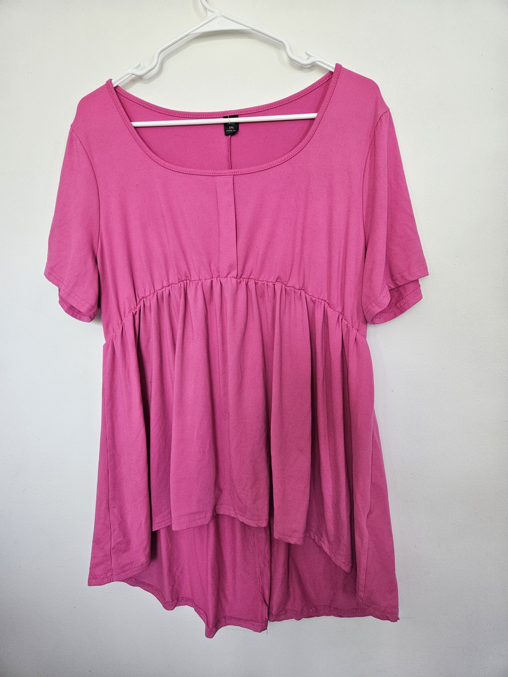 SHEIN Curve Pink High Low Peplum Top Short Sleeve Blouse 2XL🔥